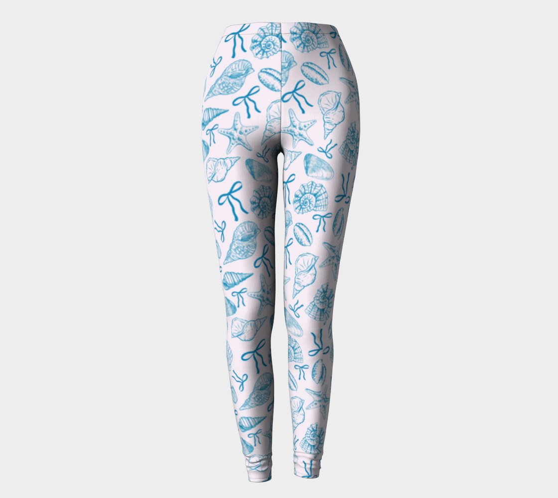 Summer Coquette Bow and Shells Leggings