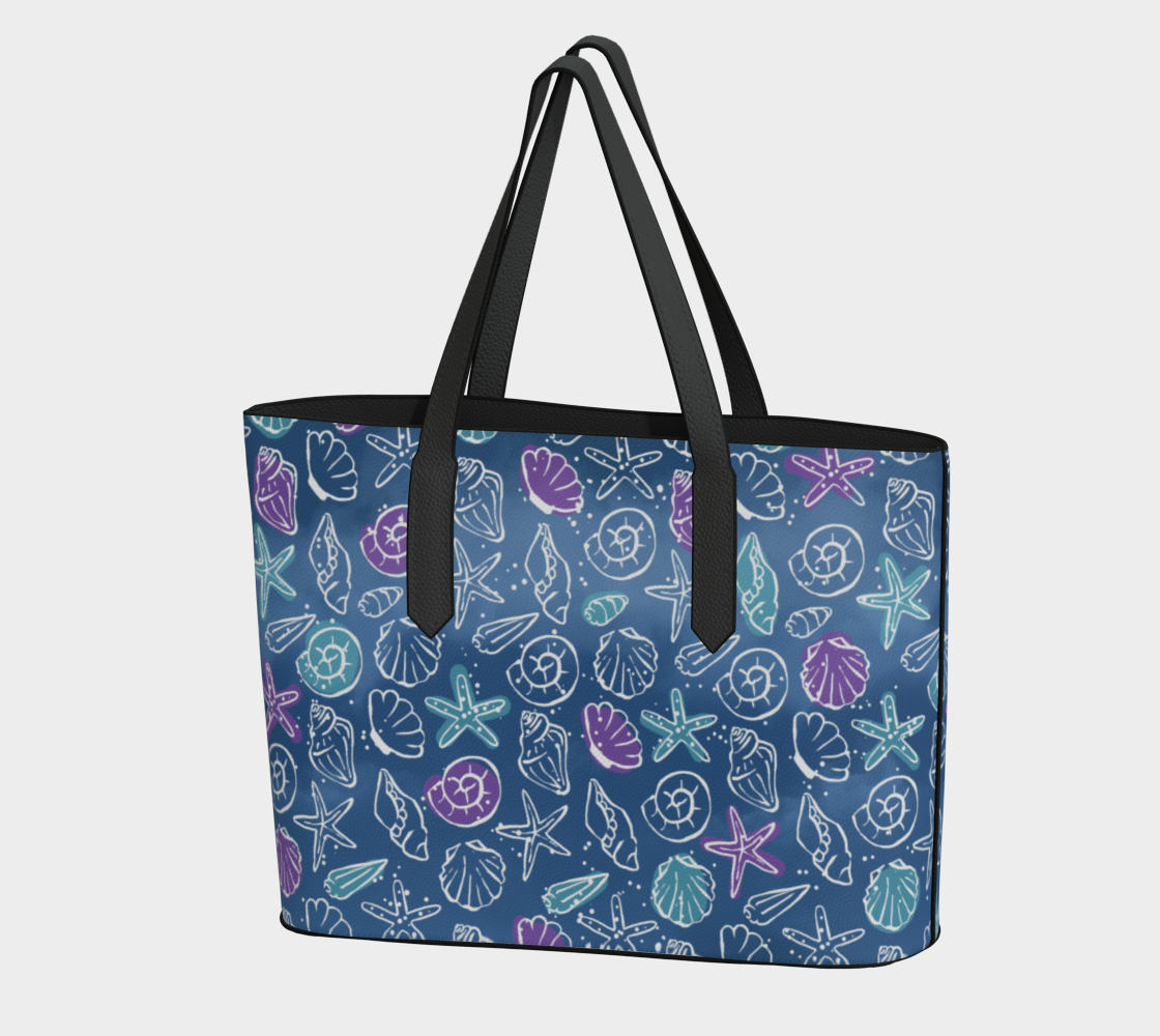 Blue Shells Vegan Leather Tote Bag