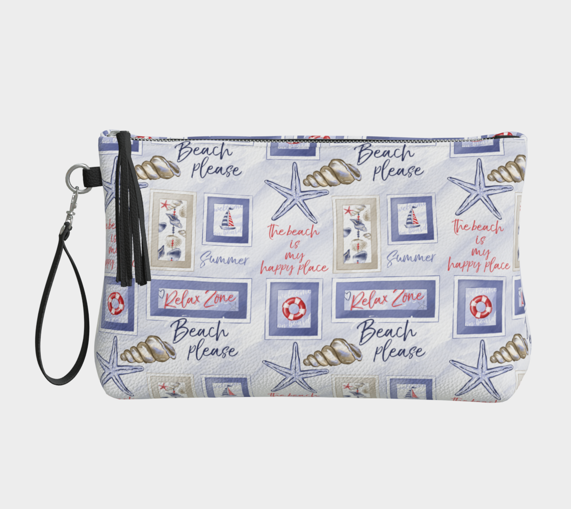 Beach Signs Vegan Leather Clutch Purse