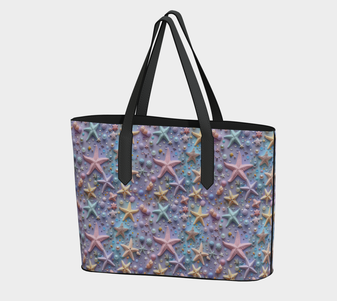 Lilac Starfish Vegan Leather Tote Bag 598