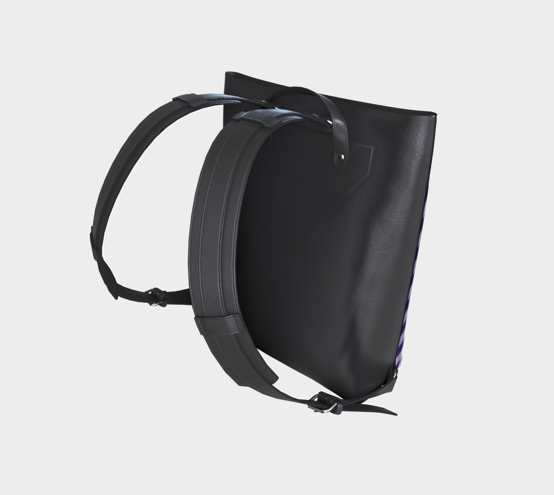 Blue w Red Vegan Leather Backpack