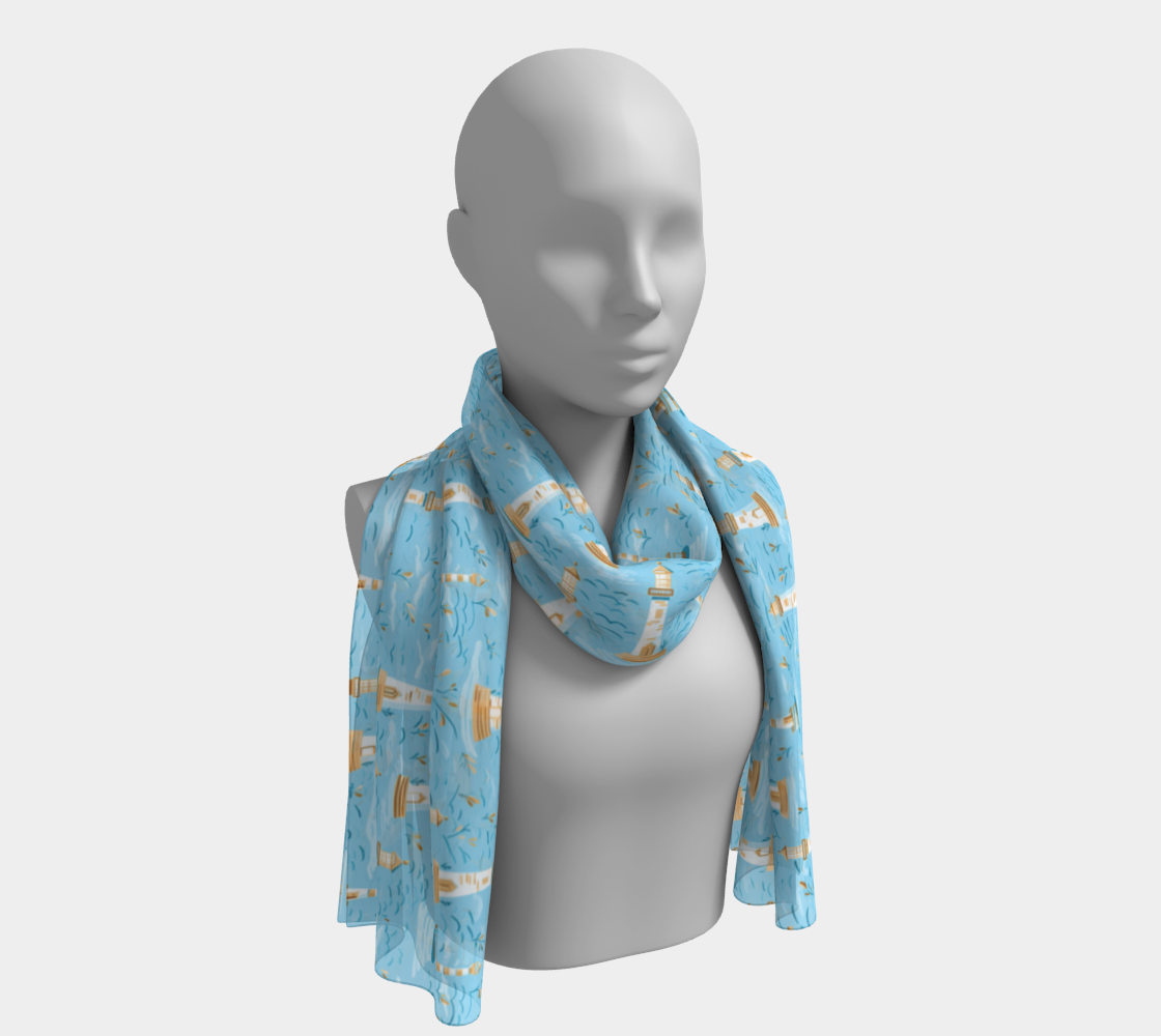 Blue Lighthouse Long Scarf