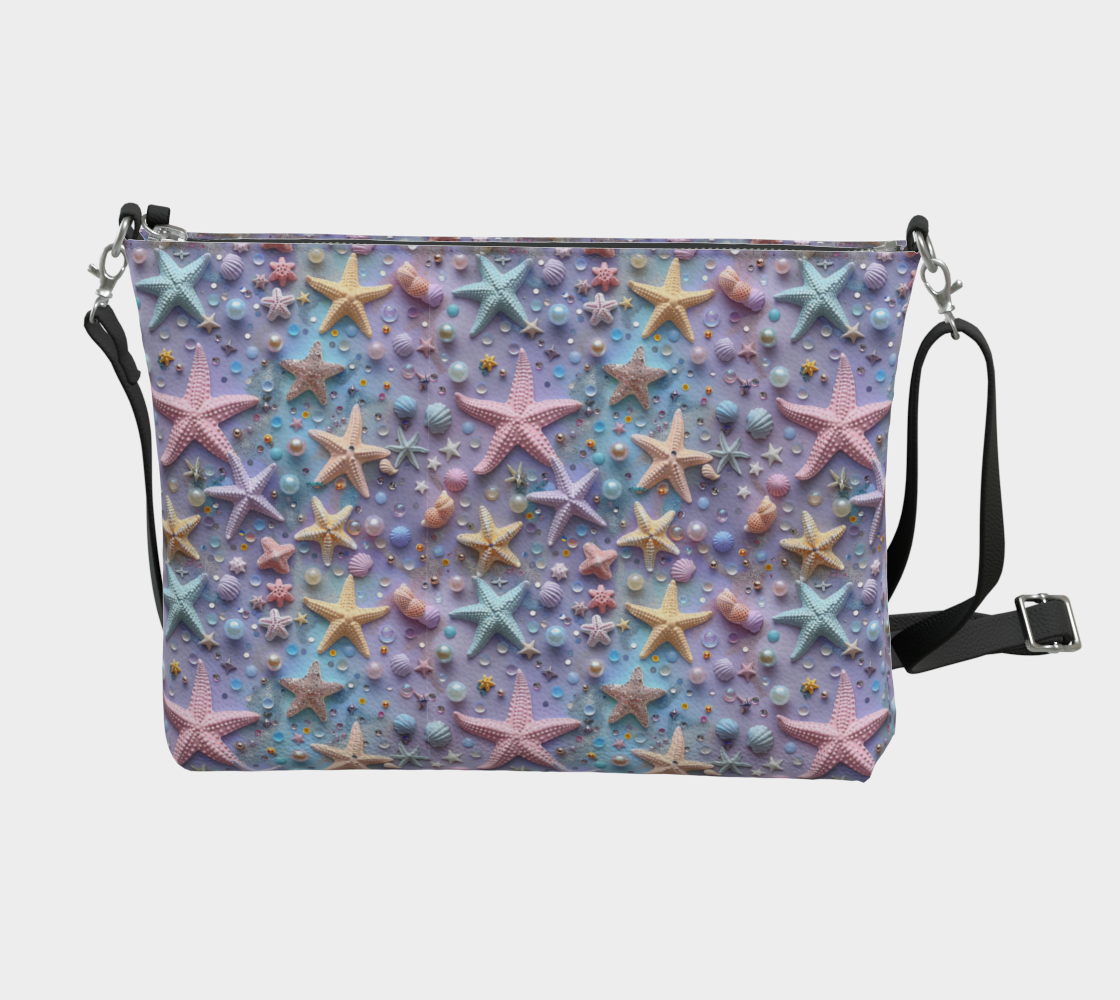 Lilac Starfish Vegan Leather Crossbody Purse