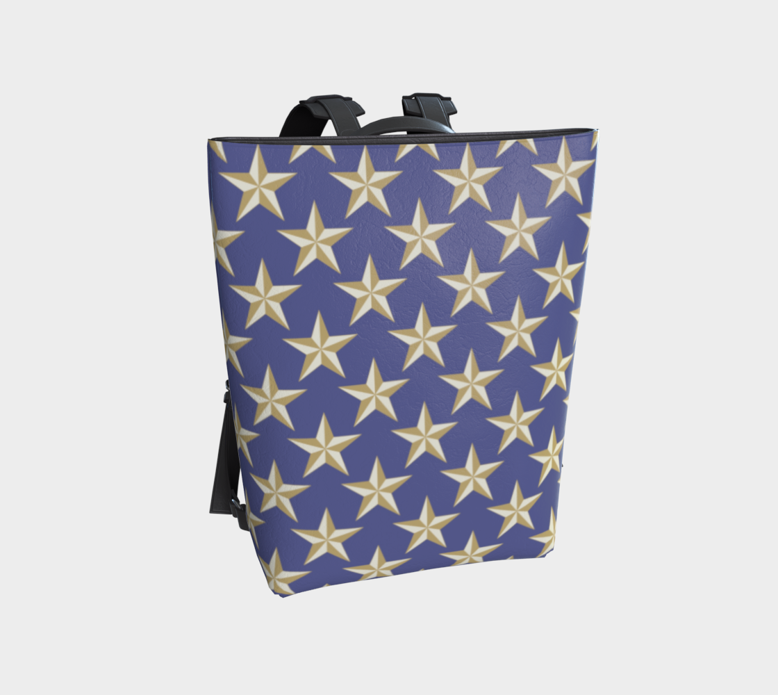 Gold Star on Blue Vegan Leather Backpack