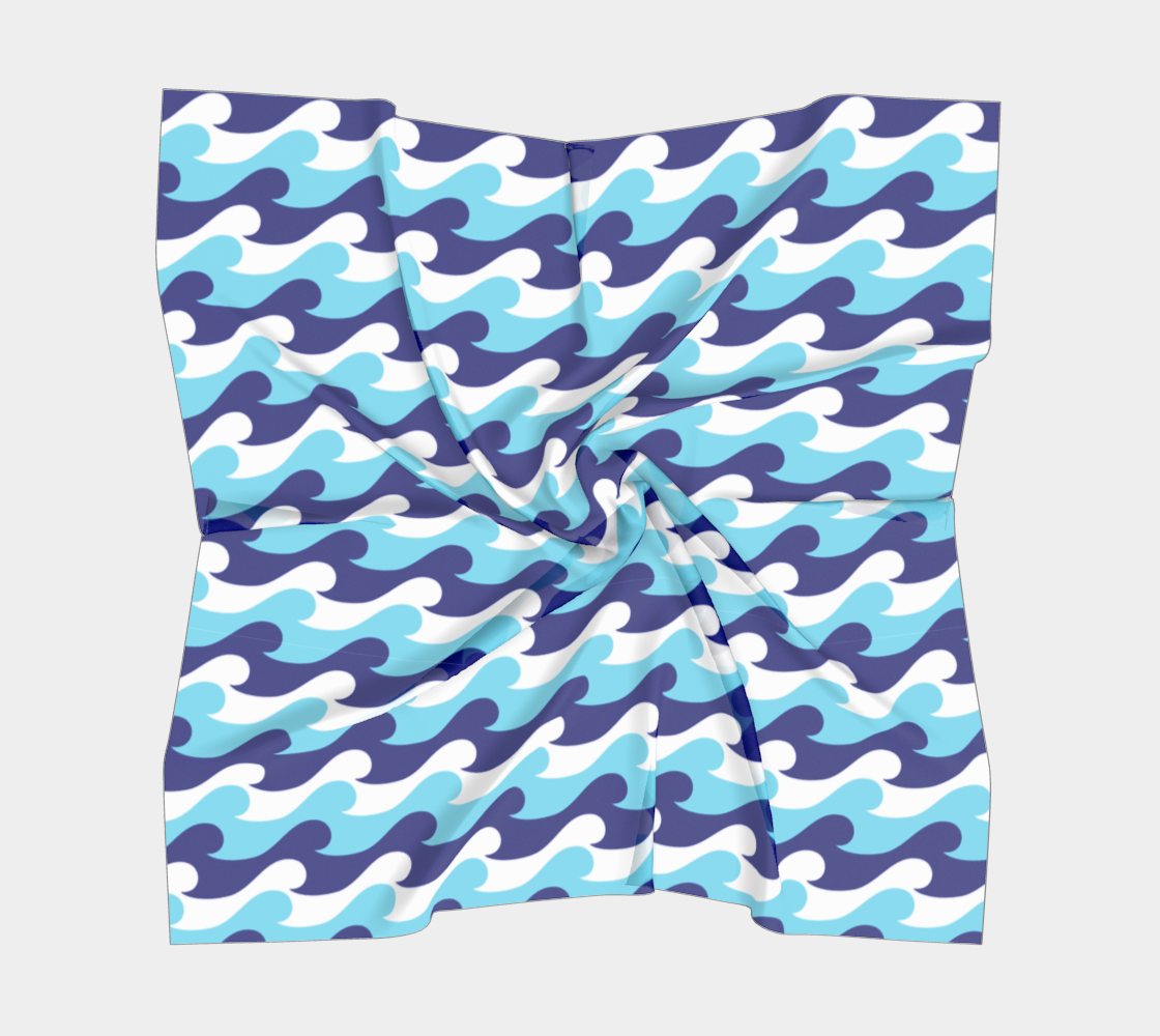 Blue Waves Vegan Square Scarf