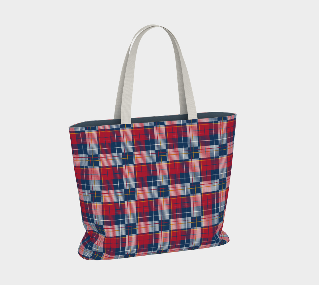 My Red/Blue Pattern Lined Large Tote Bag