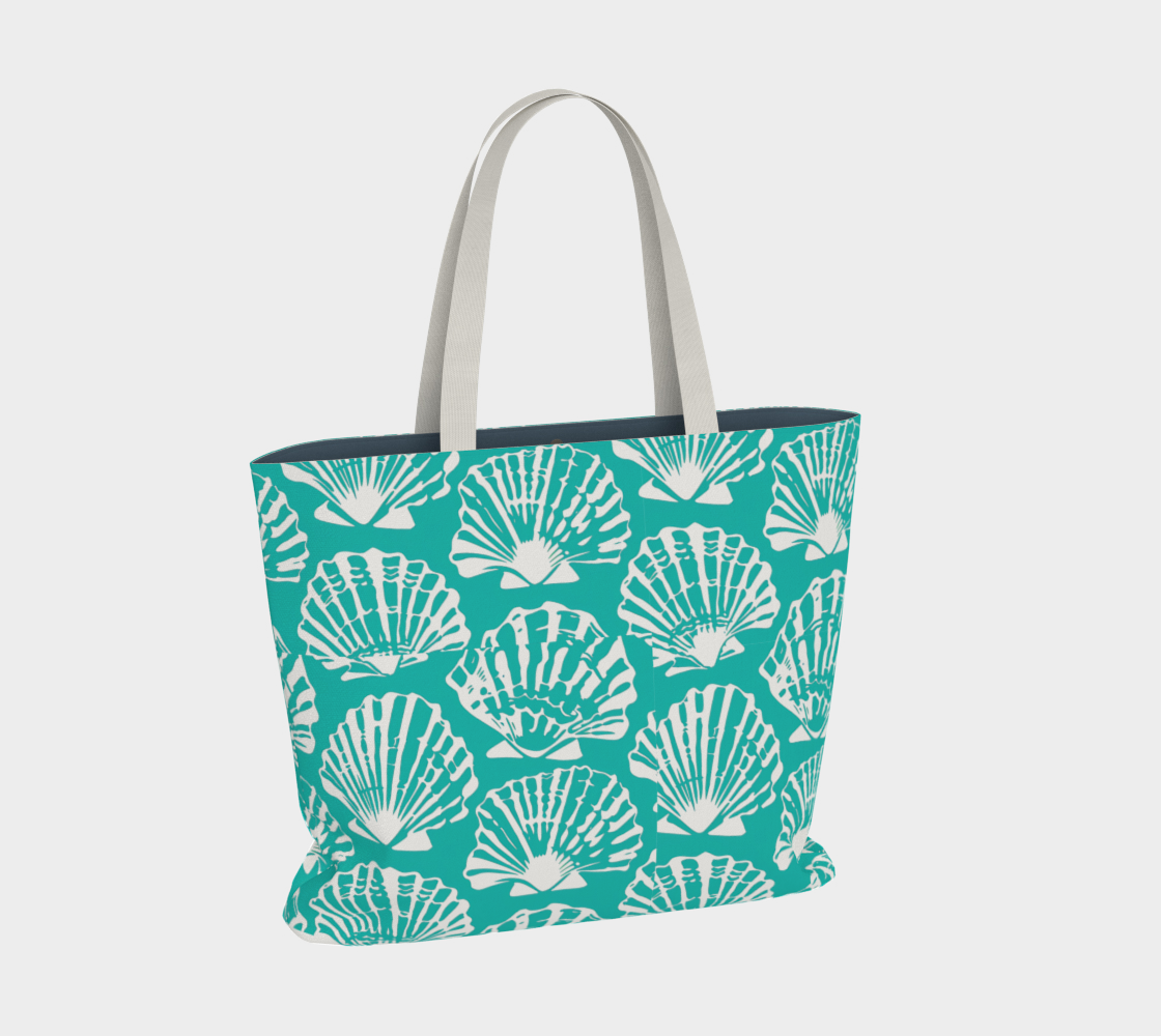 Teal Shell Large Tote Bag