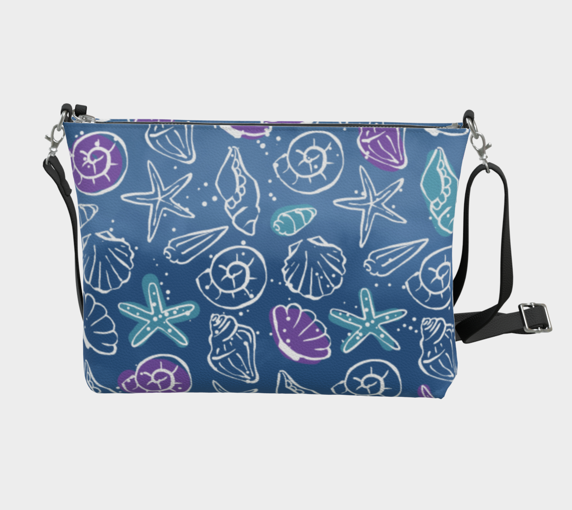 Blue Shells Vegan Leather Crossbody Purse