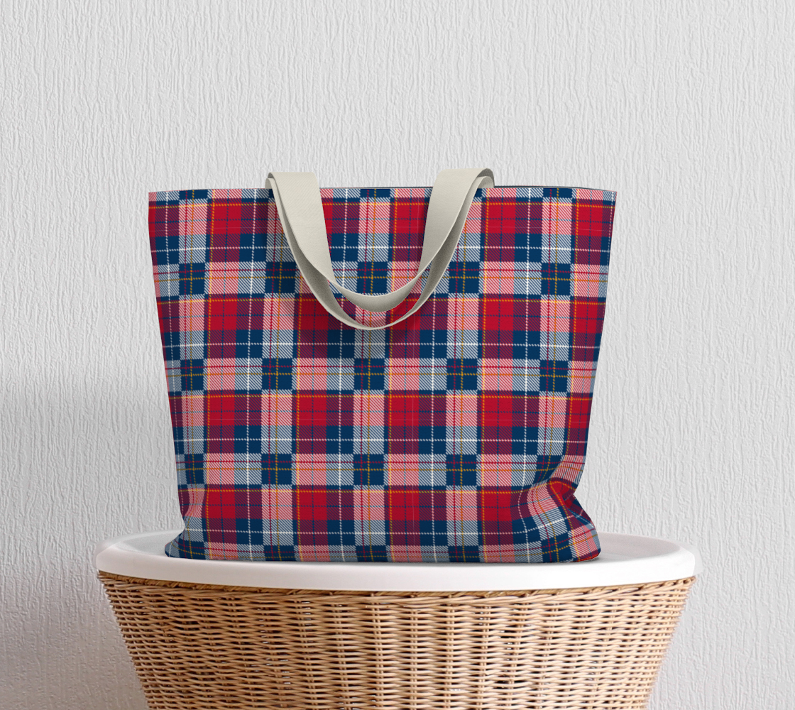 My Red/Blue Pattern Lined Large Tote Bag