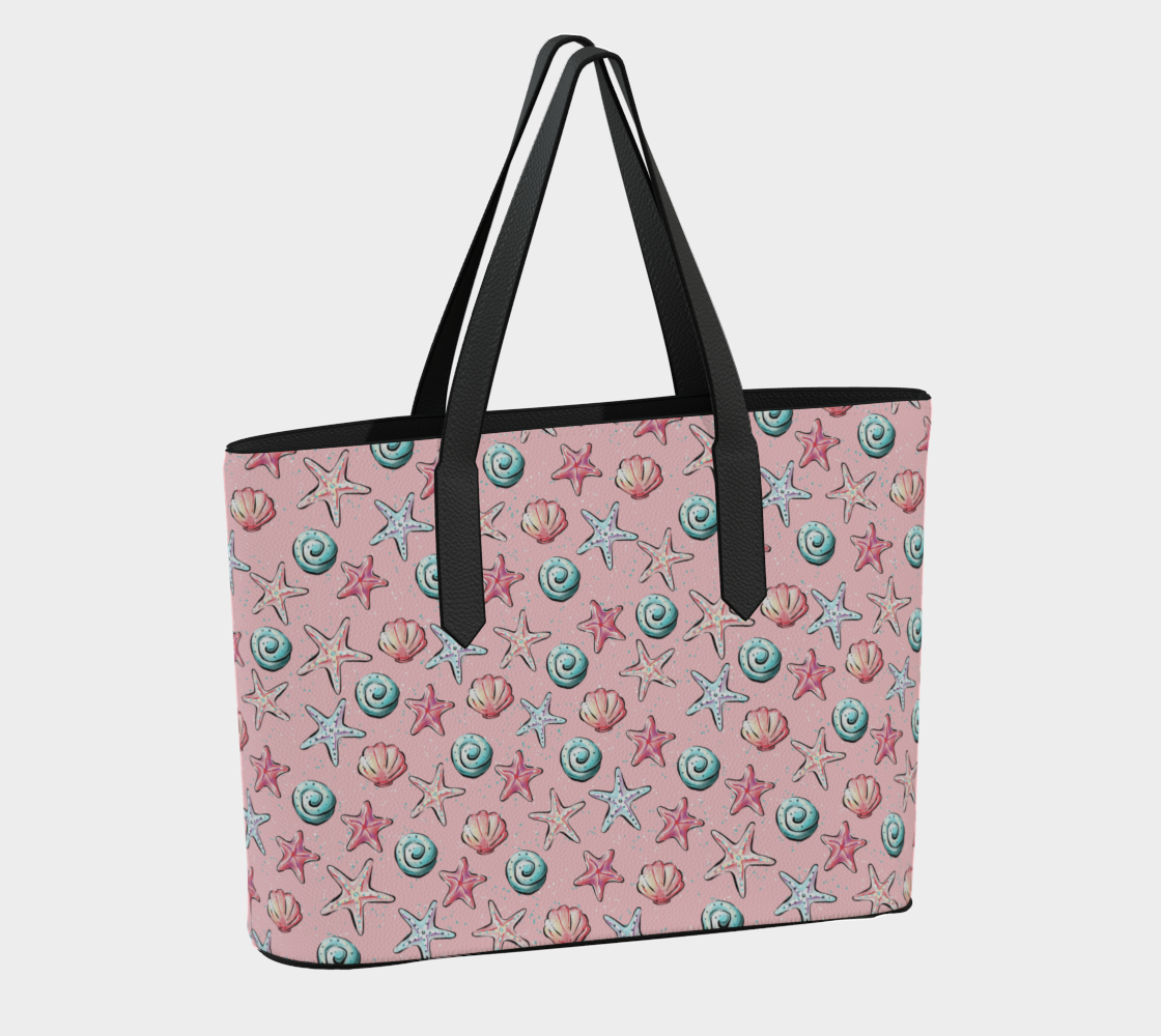 Pink Shells Vegan Leather Tote
