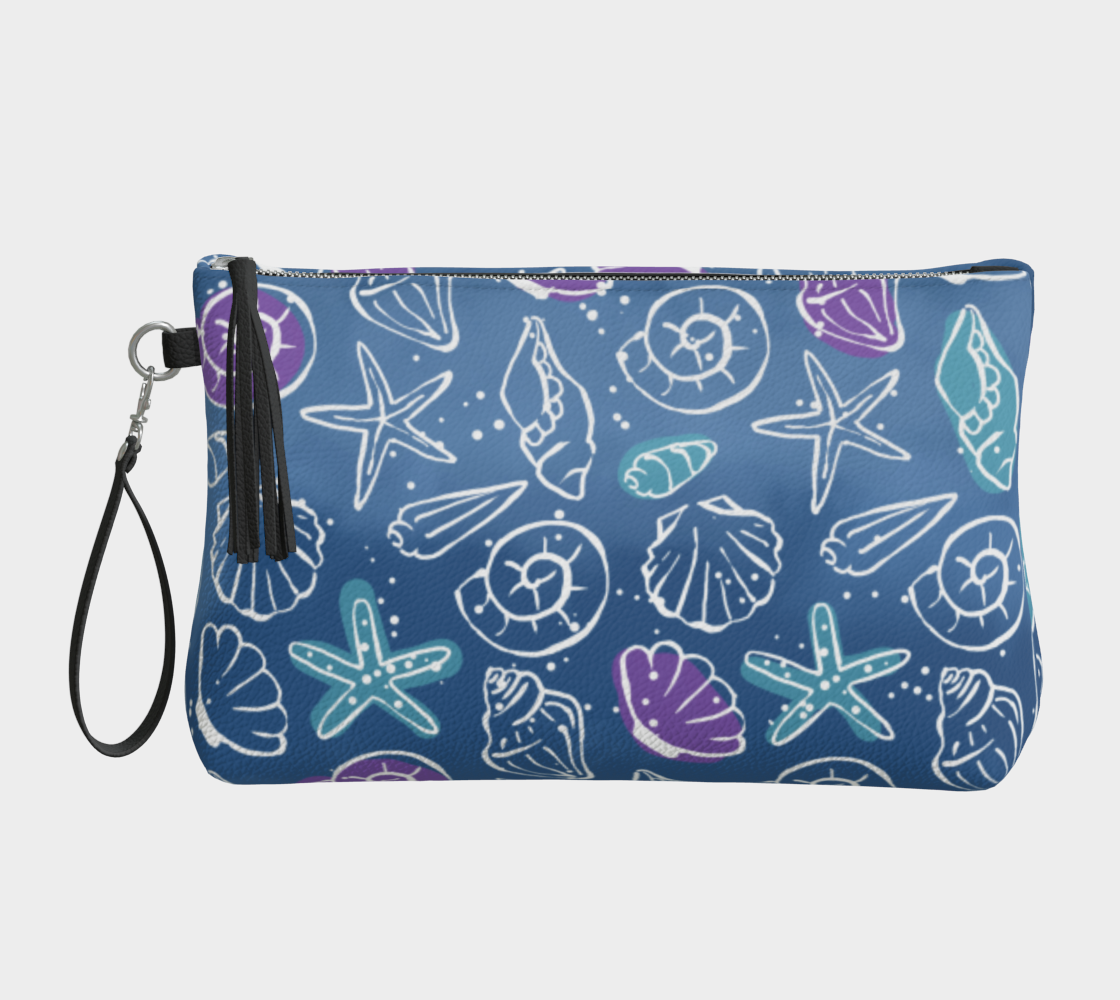Blue Shells Vegan Leather Crossbody Purse