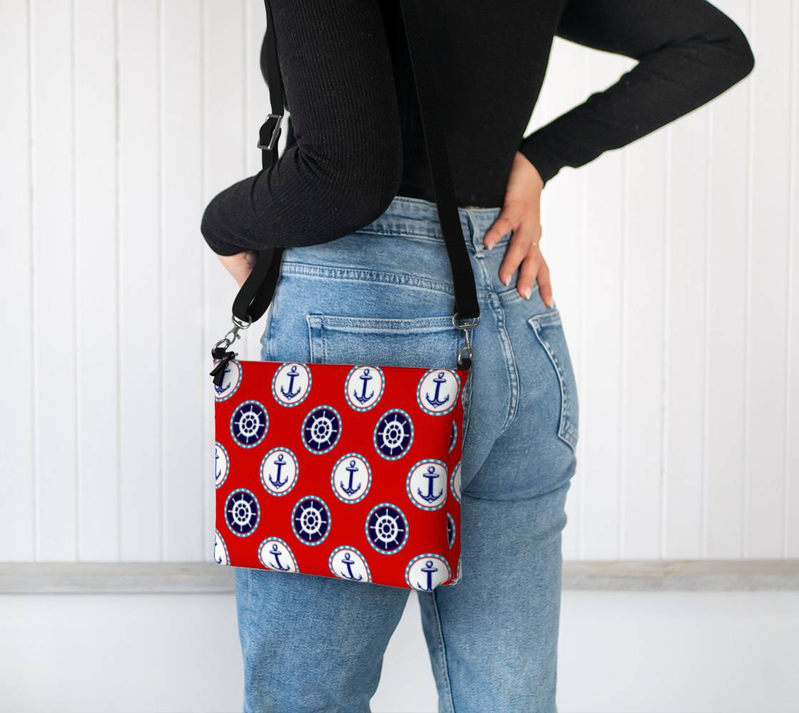 Red with Circles Vegan Leather 250 Crossbody Purse
