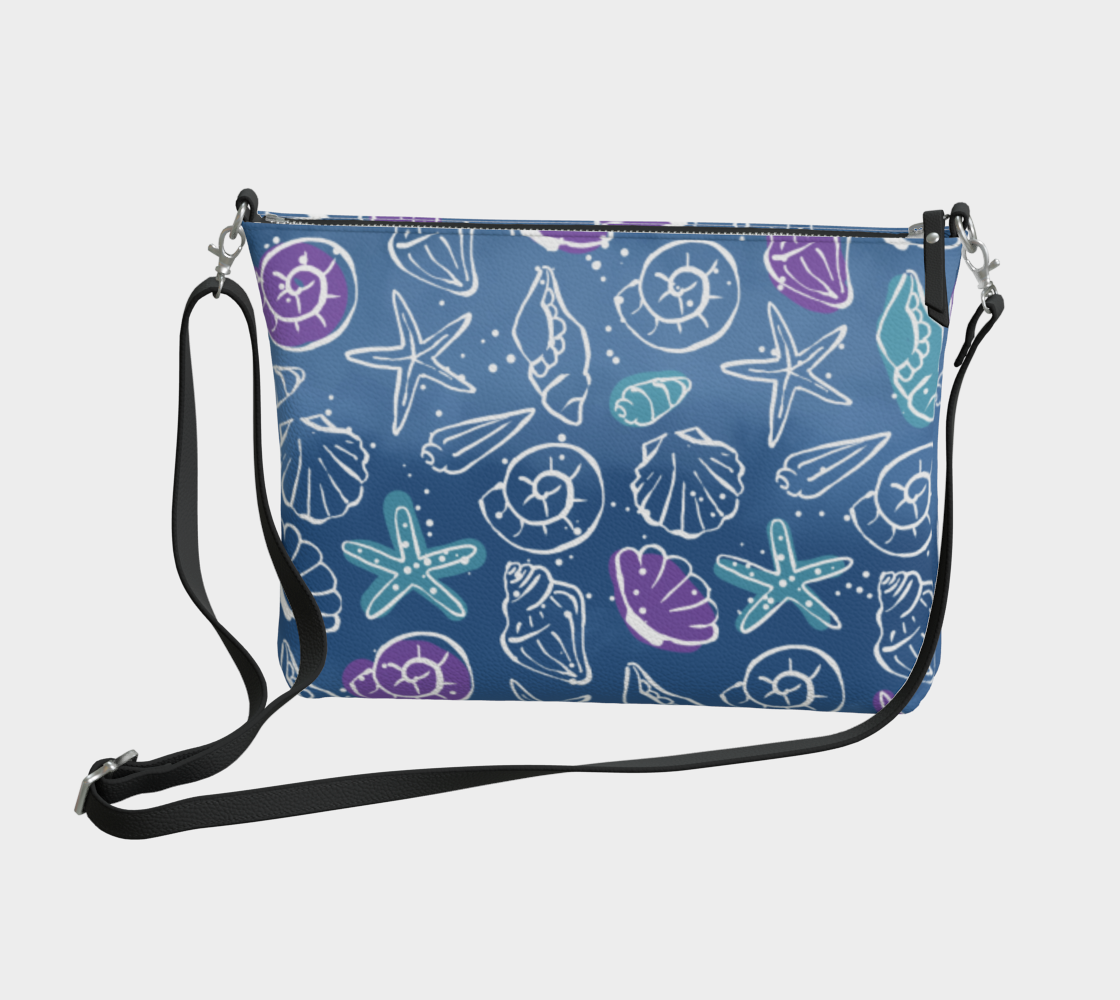 Blue Shells Vegan Leather Crossbody Purse