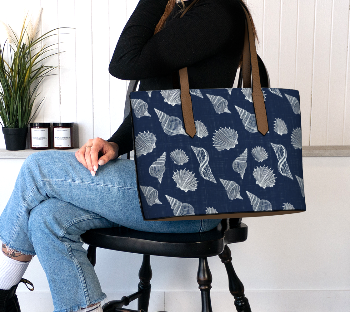 Shells Blue Vegan Leather Tote bn