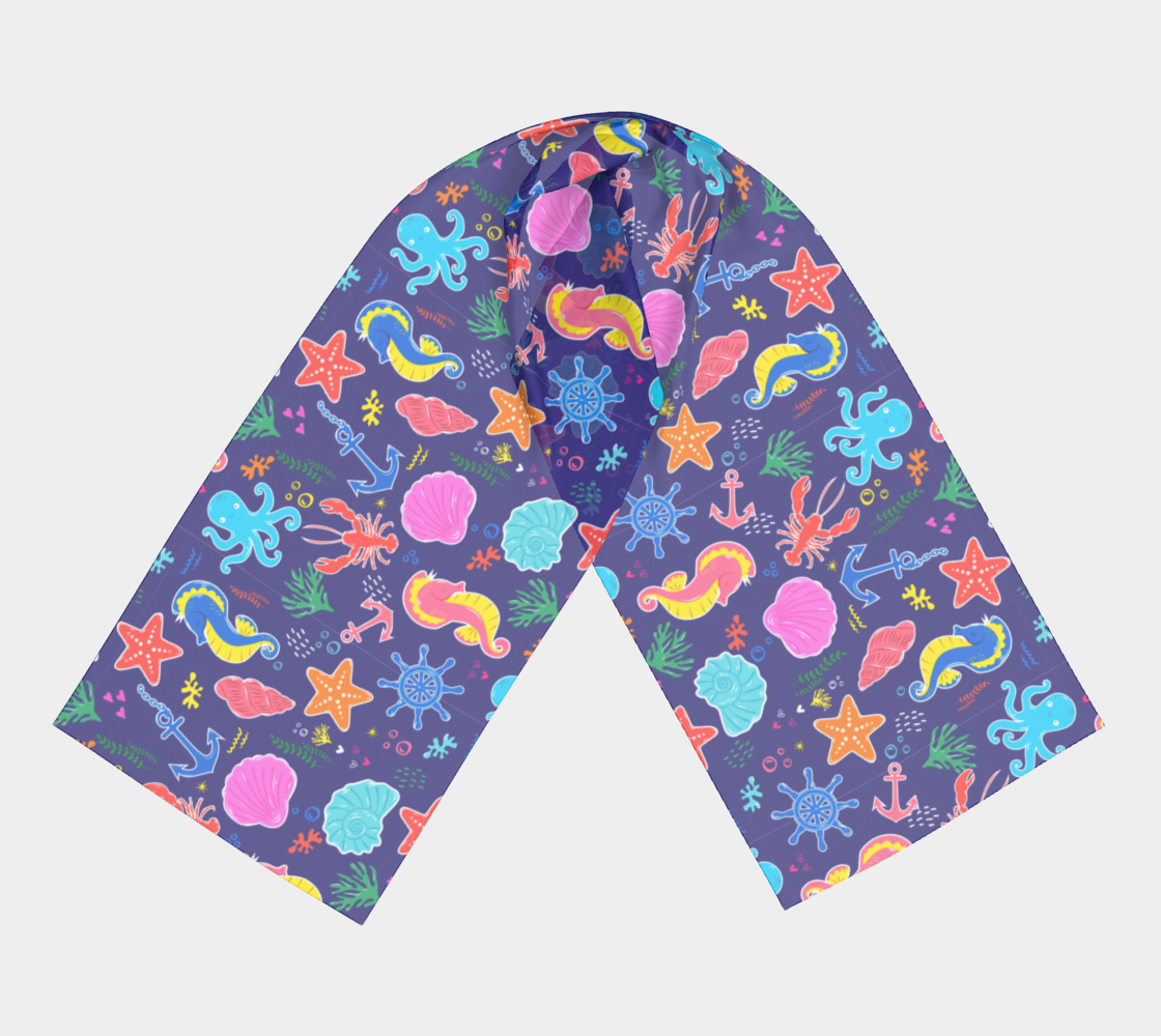 Royal Blue Under the Sea Long Scarf 247