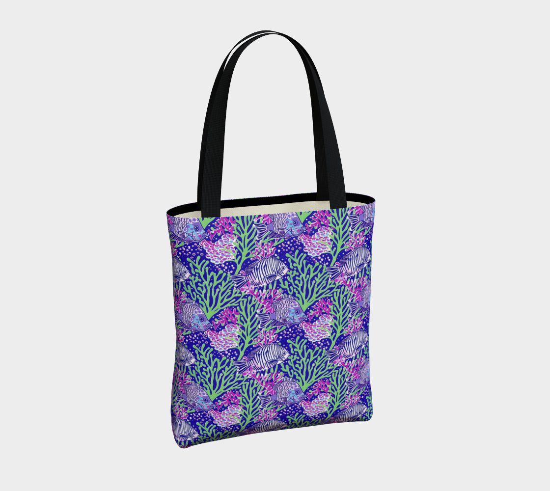 Fish in Green Coral Tote Bag