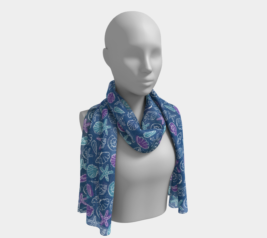 Blue Shells Long Scarf