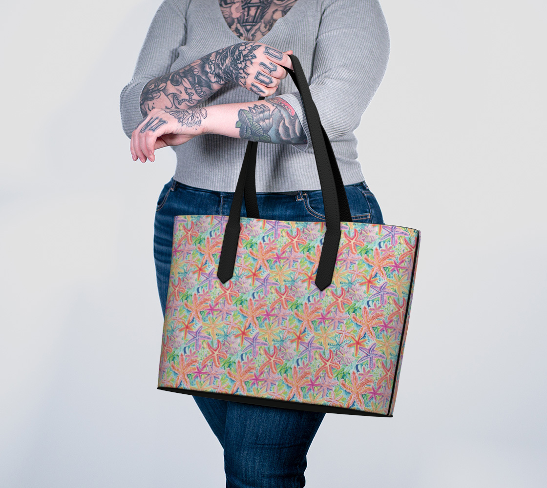 Multi Colored Starfish Vegan Tote Bag