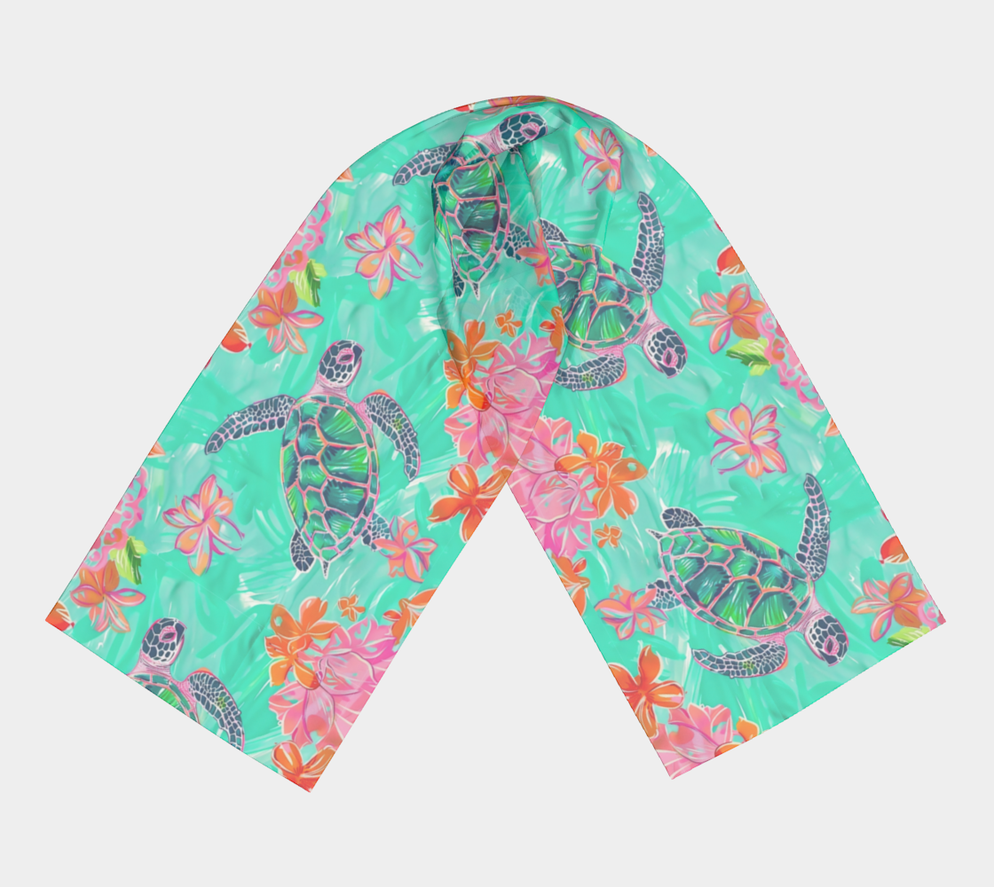 Turtles and Flowers Long Scarf