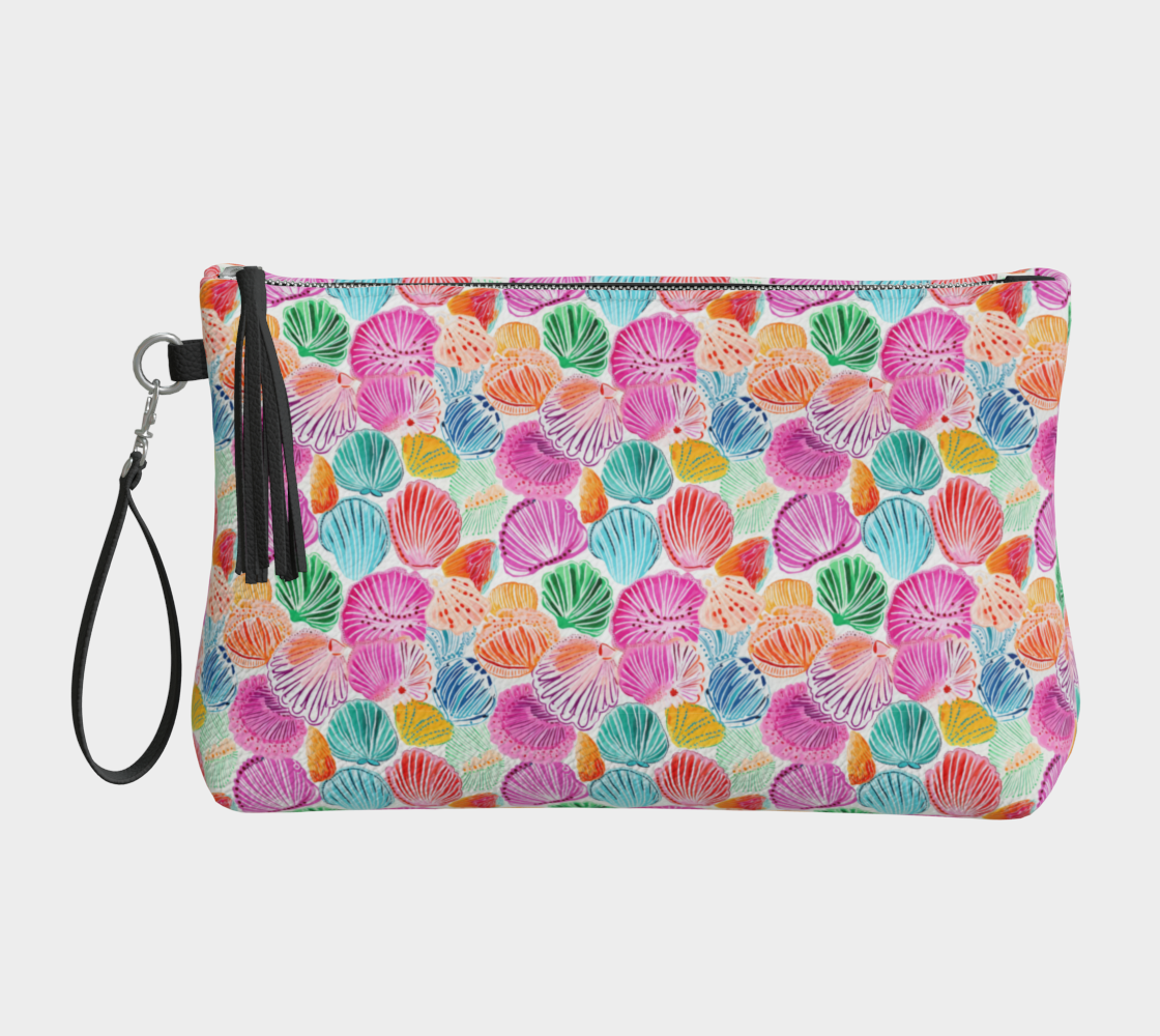 Colorful Shells Vegan Leather Makeup Bag