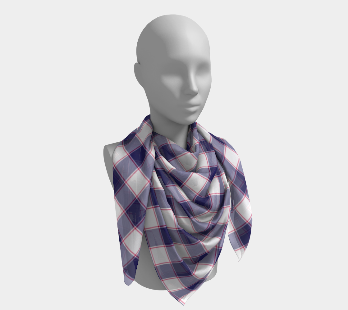 Blue w Red Vegan Square Scarf