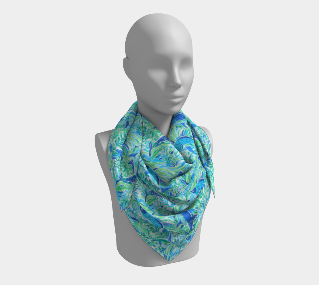 351 adjusted blue fish square scarf