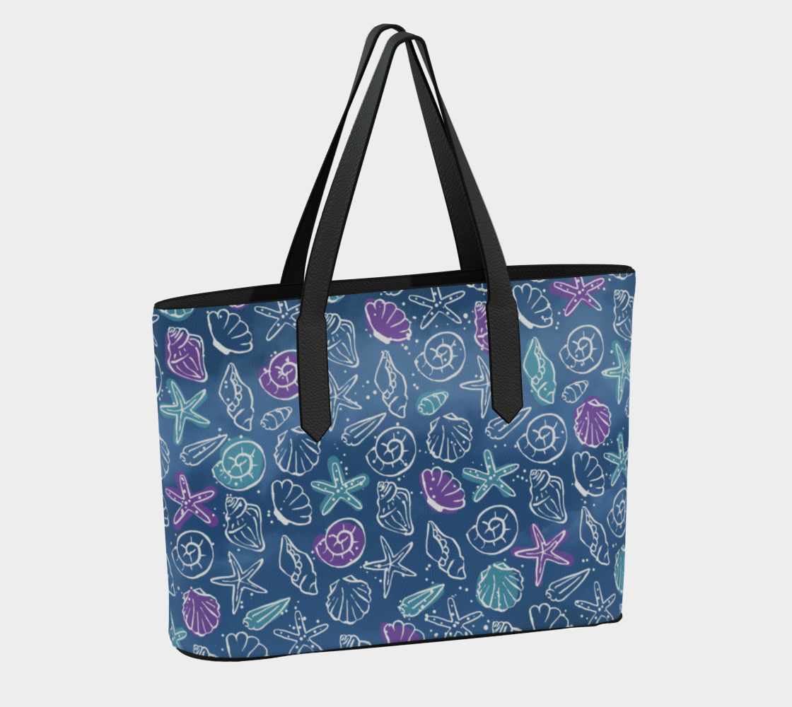 Blue Shells Vegan Leather Tote Bag
