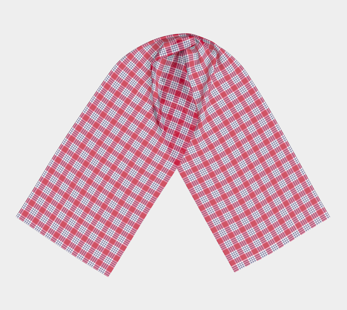 Red and Blue Plaid Long Scarf
