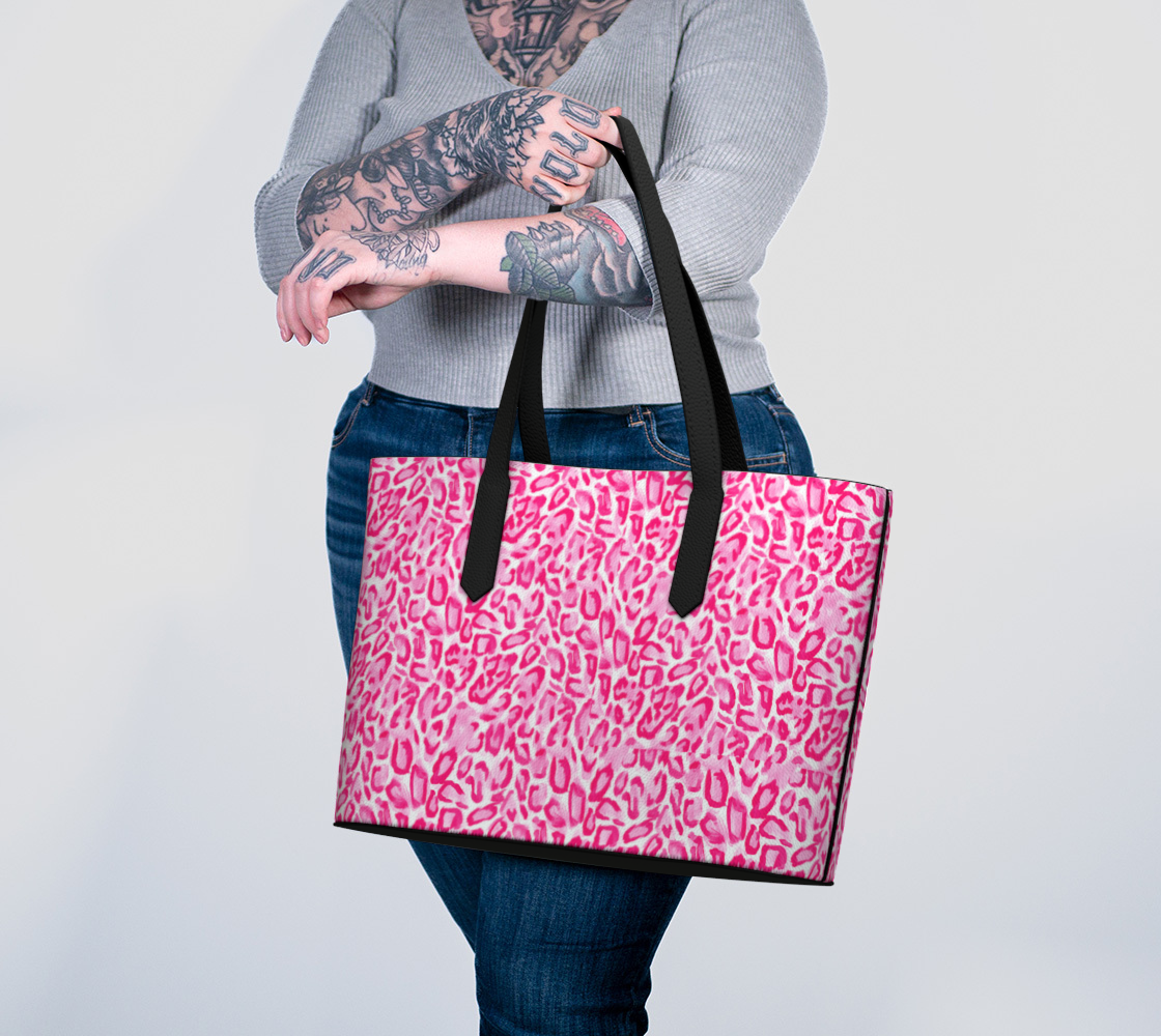 Pink Cheetah Vegan Leather Tote