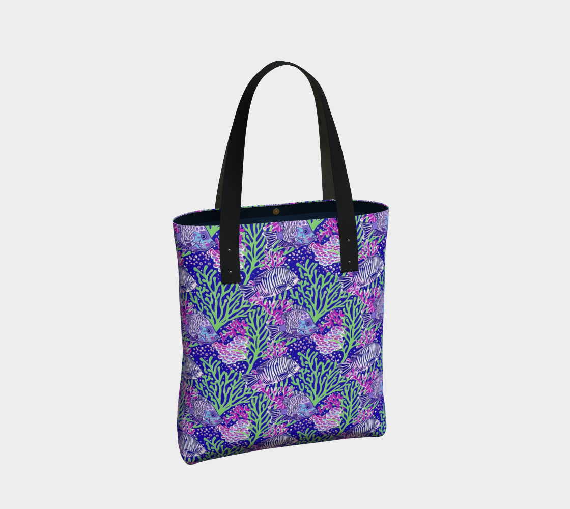 Fish in Green Coral Tote Bag