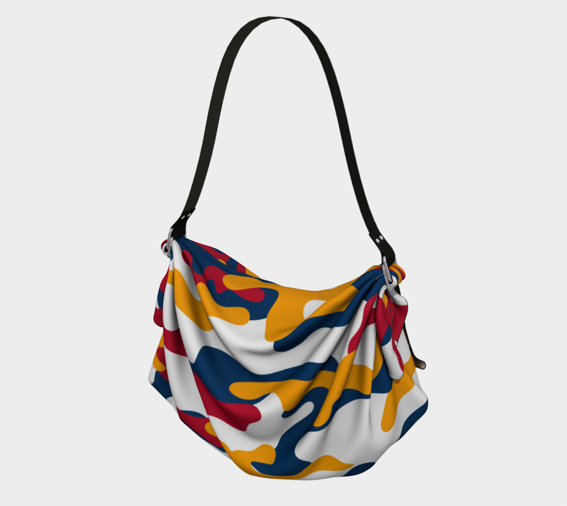 Blk back Red, Yellow, Green Camo Origami Tote