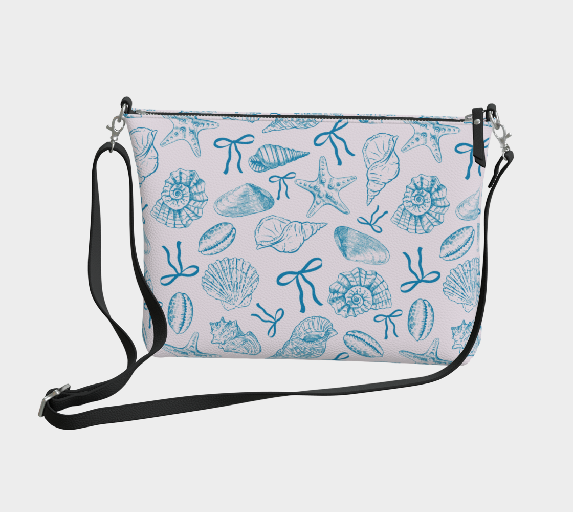 Summer Coquette Bow and Shells Vegan Leather Crossbody Purse 552