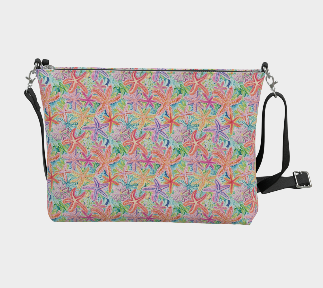 Multi Colored Starfish Vegan Leather Crossbody Purse