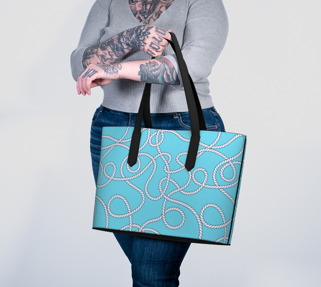 Blue with rope Vegan Leather Backpack