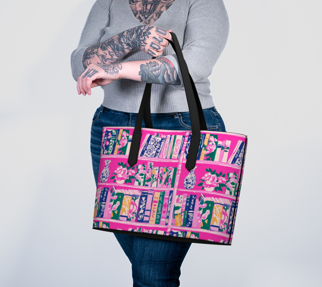Pink Bookshelf Purse Mirror Front