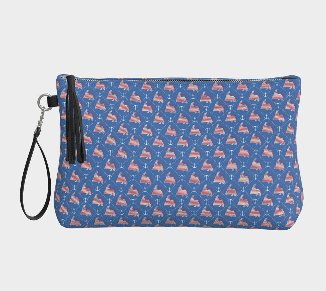 805 Blue NL and Anchor Clutch Purse