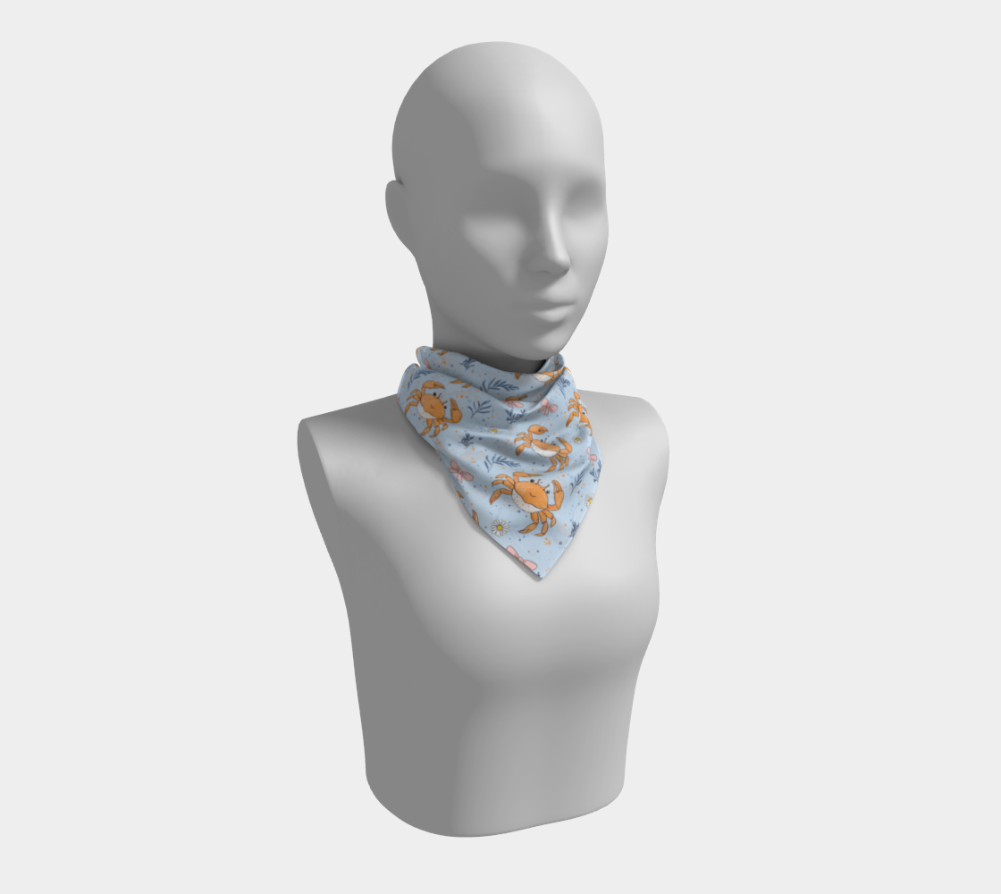 Blue with Crabs and Bows 212 Square Scarf