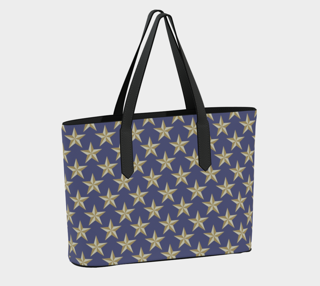 Gold Star on Blue Vegan Leather Tote