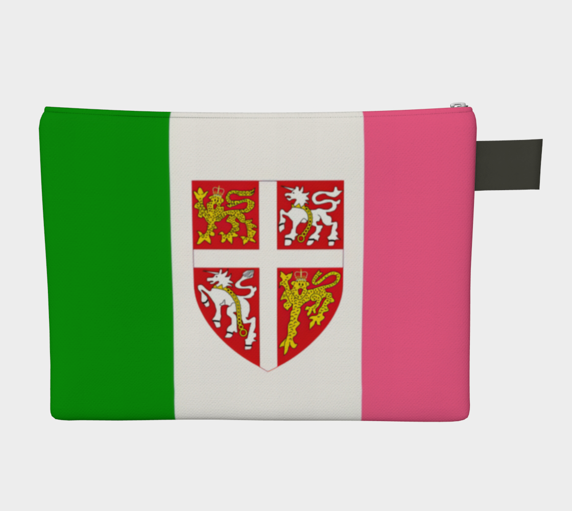 Pink/Green Flag w C of A zipper carry all