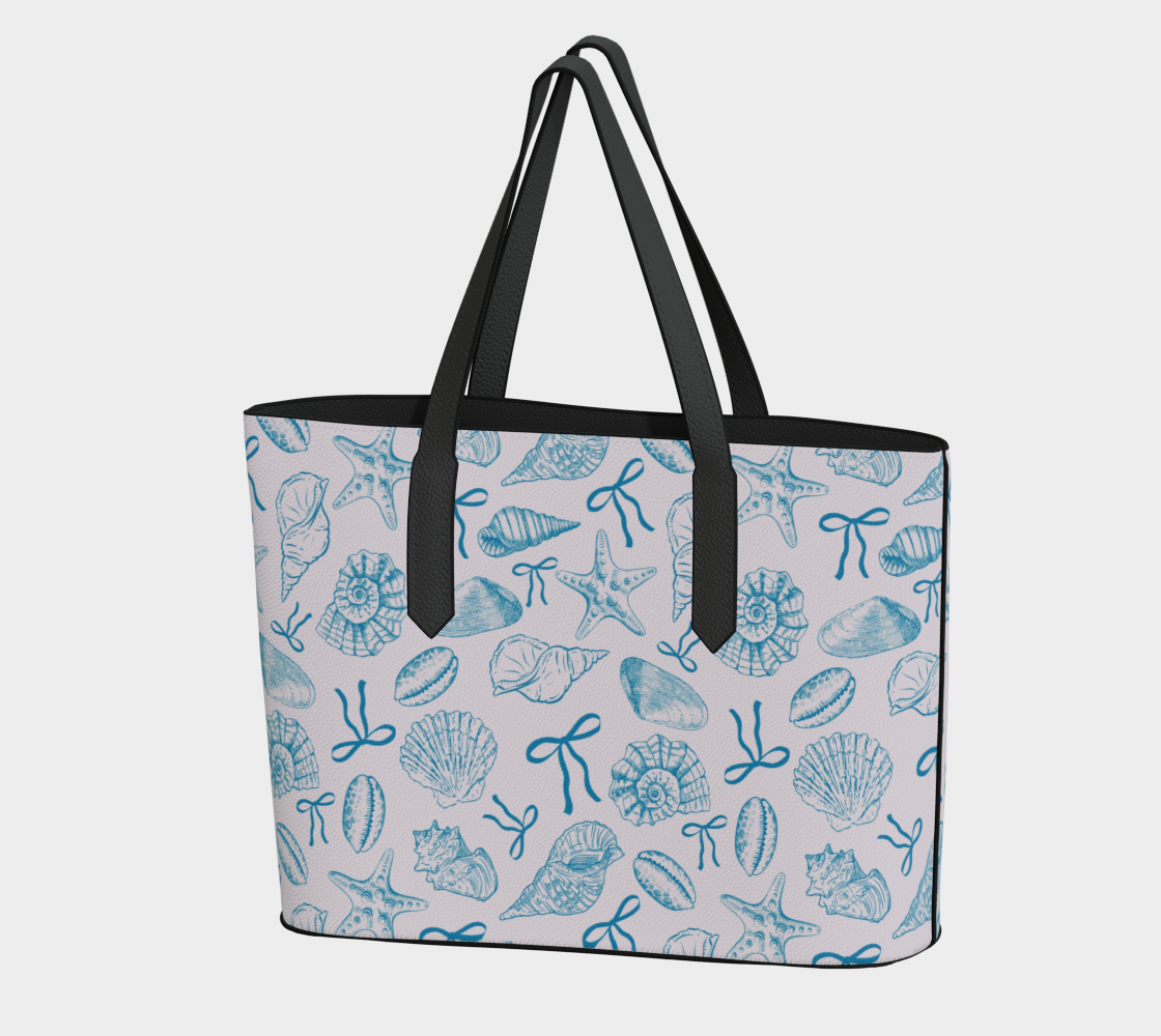 Summer Coquette Bow and Shells Vegan Leather Tote Bag 370
