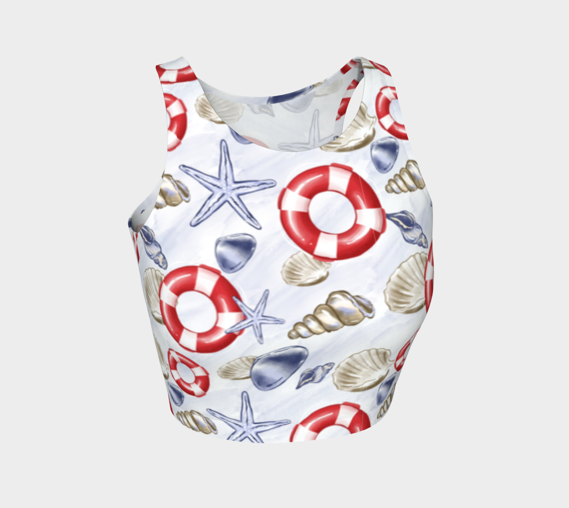 Nautical Watercolor Athletic Crop Top