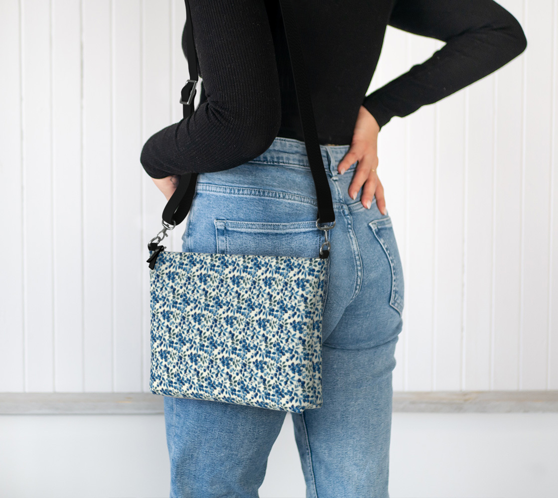 Blueberries Vegan Leather Crossbody Purse