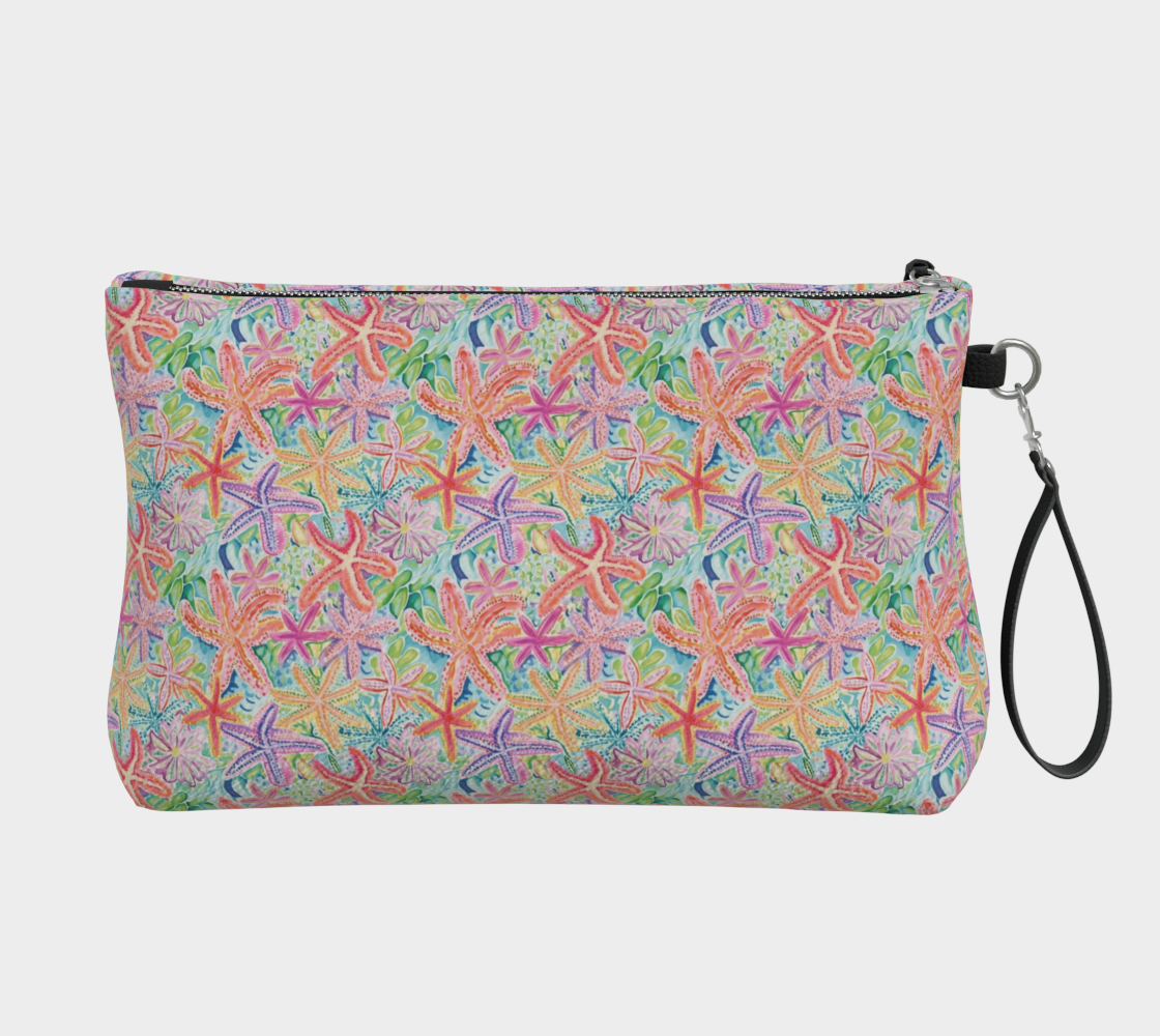 Multi Colored Starfish Vegan Leather Makeup Bag