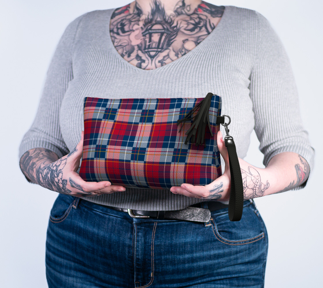 My Red/Blue Pattern Vegan Leather Makeup Bag