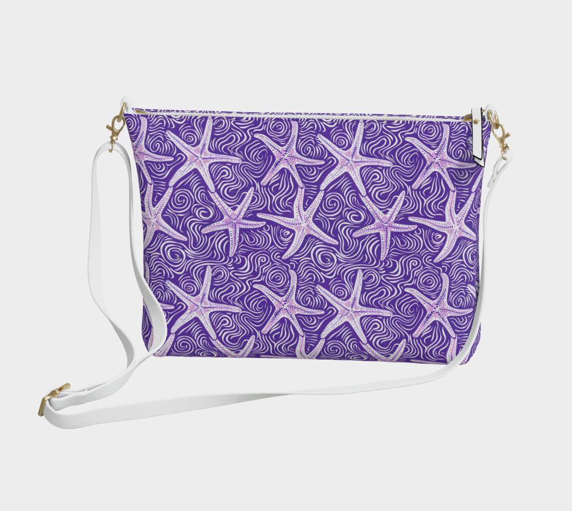 Purple Starfish Vegan Leather Tote Bag 1000