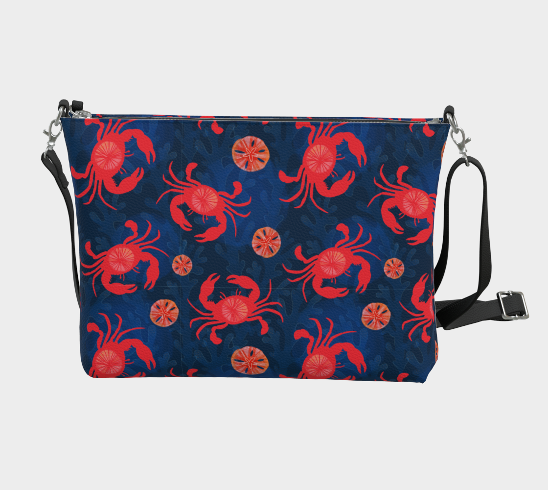 Crab and Sand Dollar Vegan Leather Crossbody Purse