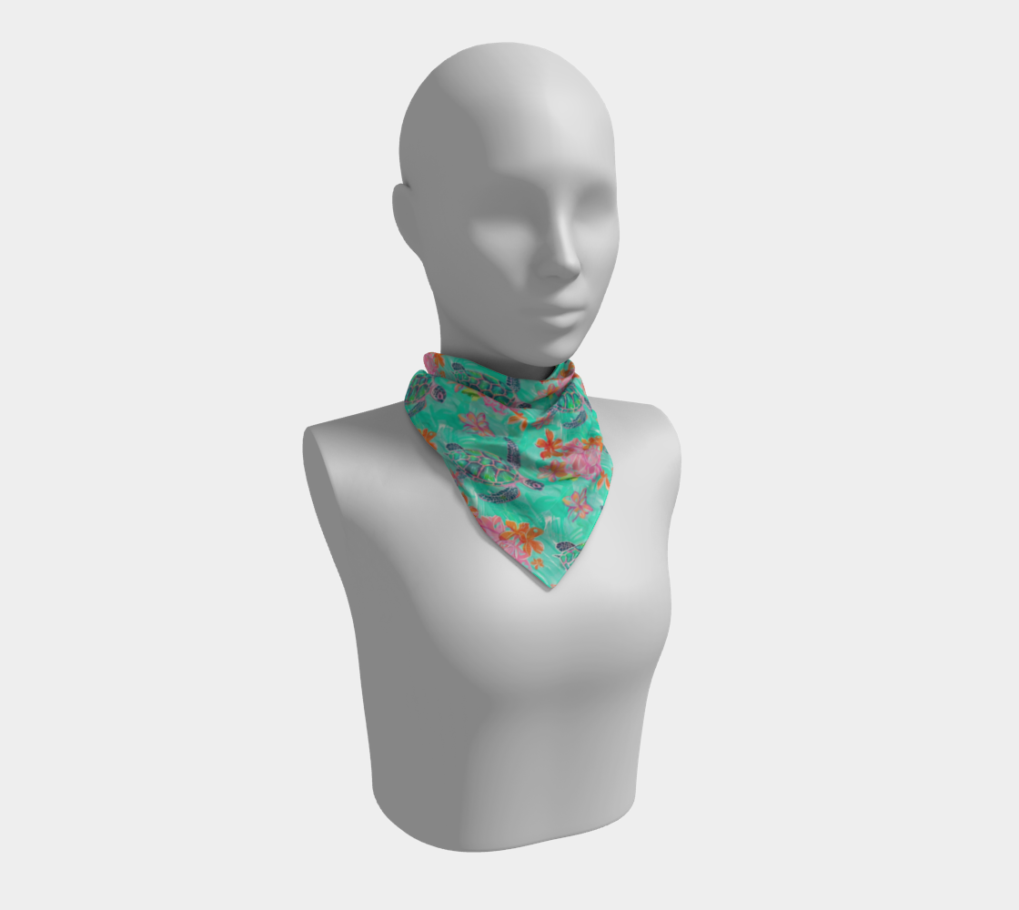 Turtles and Flowers Square Scarf