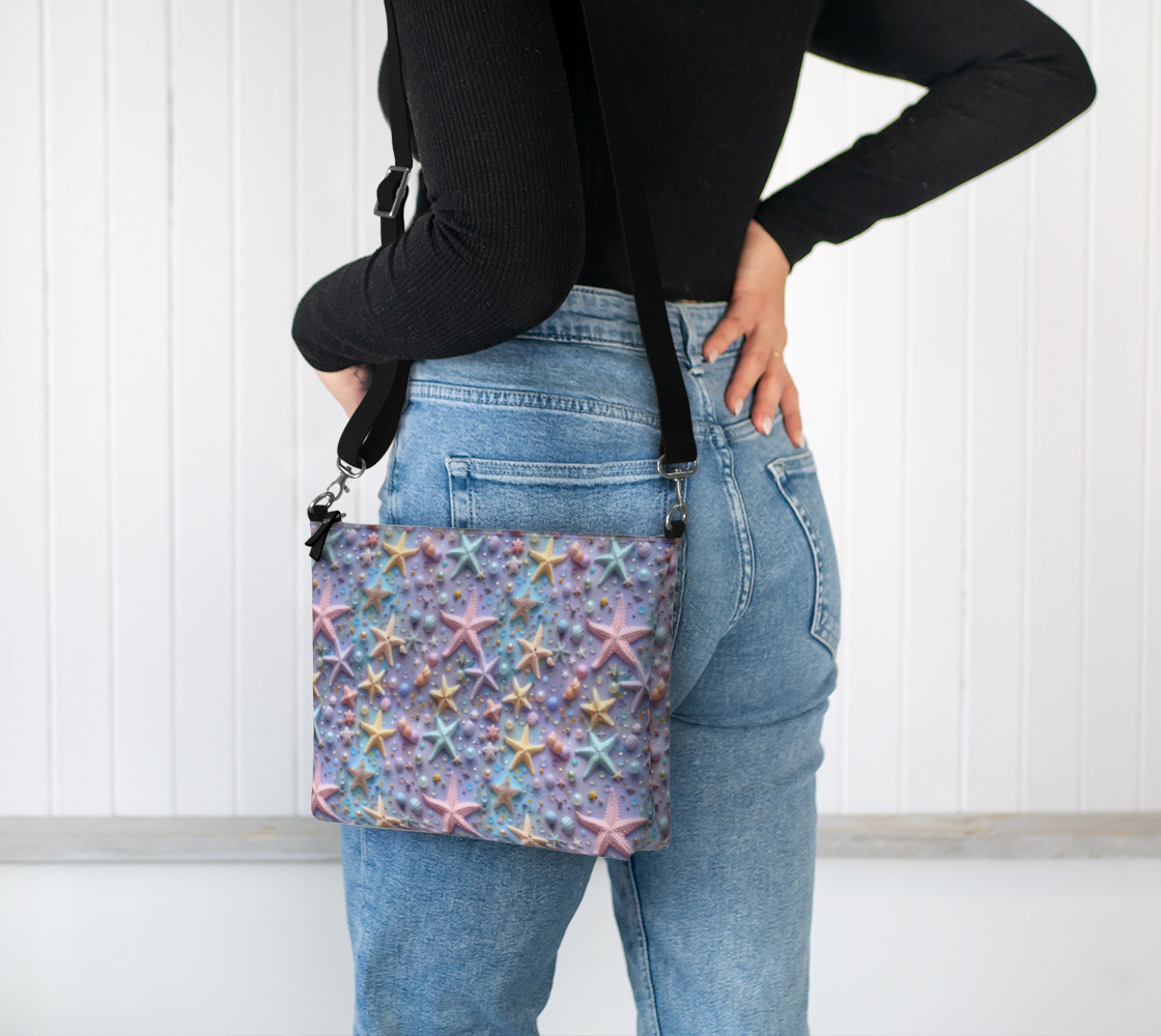 Lilac Starfish Vegan Leather Crossbody Purse