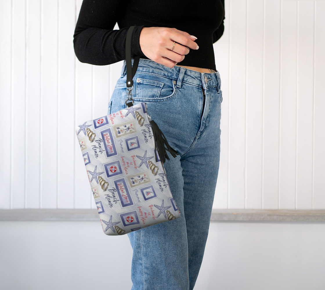 Beach Signs Vegan Leather Clutch Purse