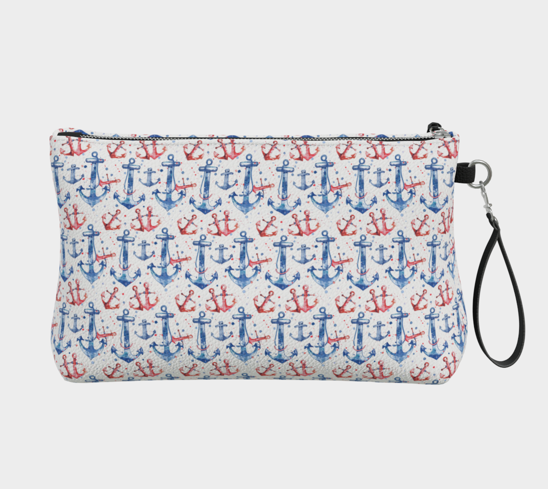 Blue, double red Vegan Leather Makeup Bag